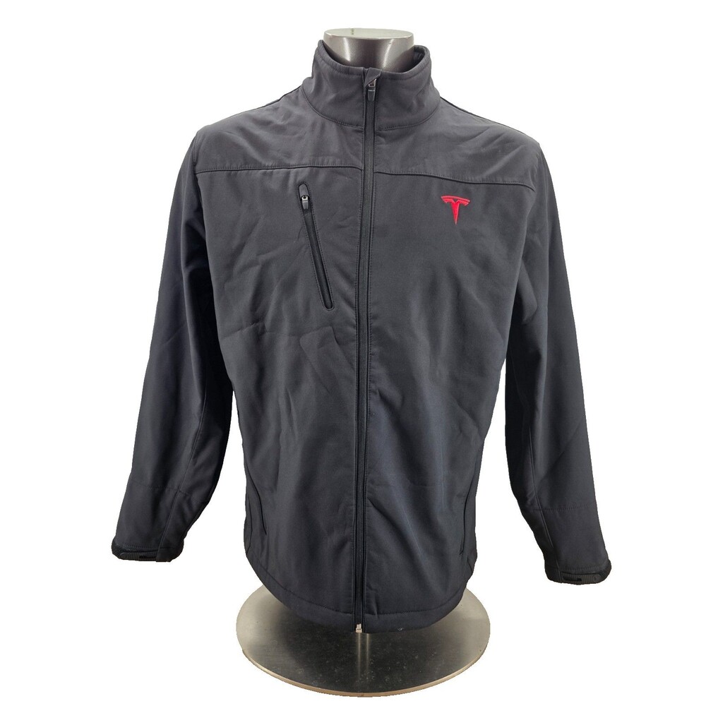 Tesla Jacket Mens Large  Black Corporate Employee Softshell Fleece-Lined Work